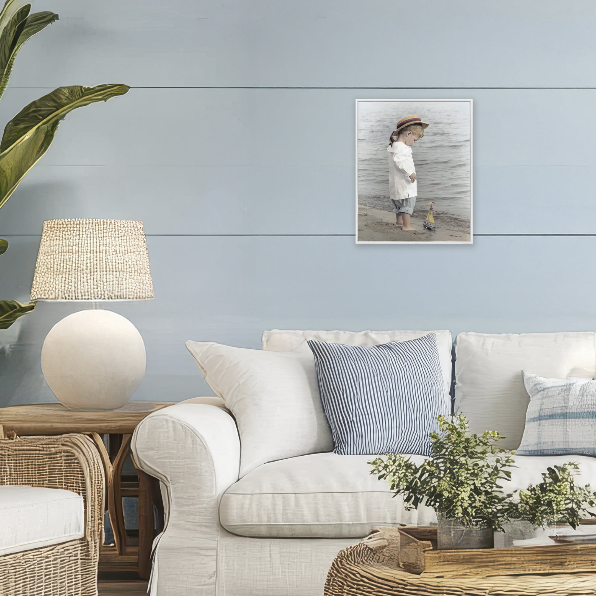 Stupell Industries Child on Beach Shore White Framed Giclee Art, design by Kendra Dew