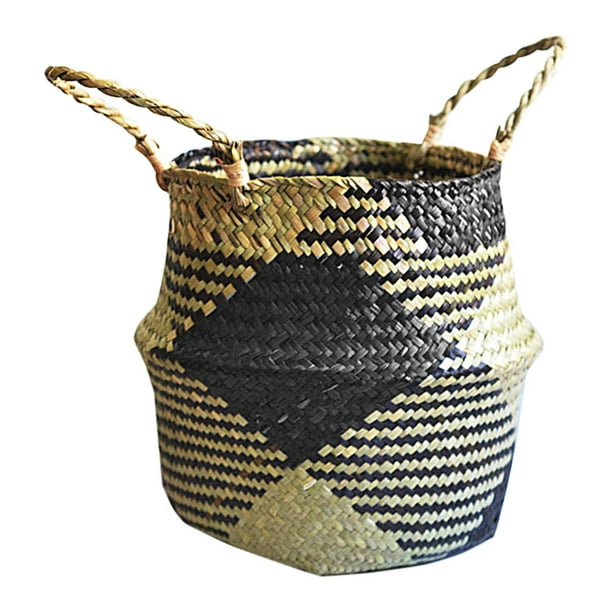 Wdftyju Cesta de ratán colgante maceta hecha a mano algas mimbre almacenamiento de ropa sucia Wdftyju 6qv3hg0br5kl5pu8D03