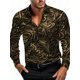 thumbnail image 1 of Camisa de manga larga informal con estampado floral para hombre, camisa formal para fiesta, noche, verano, primavera y otoño, solapa de manga larga, 1 of 6