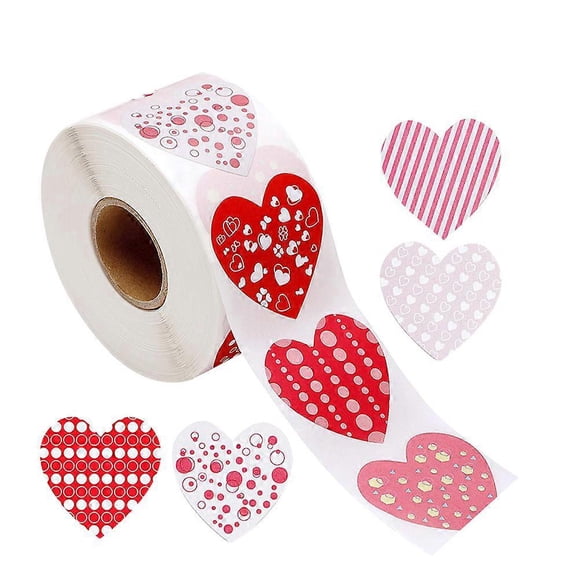 Glitter Stickers Red Gift Tags Book Album Paper Tape Packing Wrapping Label Heart Pattern Gift Tape Diary Sticker Tape