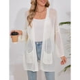 thumbnail image 2 of Women's Open-Front Long Sleeve Mesh Knit Cardigan with Pockets, 2 of 5