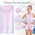 thumbnail image 3 of Gymnastics Leotards For Girls, Design-Inspired Sleeveless Style Rhinestone Kids Dance Ballet Outfit With Shorts And Hair Scrunchie, 3 of 13