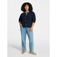 thumbnail image 2 of Terra & Sky Women's Plus Size Textured Crewneck Cardigan with Short Sleeves, Midweight, Size 0X-5X, 2 of 6