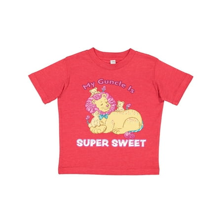 

Inktastic My Guncle Is Super Sweet Cotton Candy Lions with Pink Mane Gift Toddler Boy or Toddler Girl T-Shirt