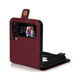 thumbnail image 3 of Compatible With Samsung Galaxy Z Flip 4 Phone Case Synthetic Leather Snapper Blocking Card Pockets Shockproof Anti-Fingerprint Lightweight Luxury Phone Cover,Winered, 3 of 7