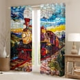 thumbnail image 2 of Castle Fairy Stained Glass Train Curtains Pack of 2 (42x84 Each) for Teens, Landscape Art Curtains Blackout for Bedroom, Red Green Blue, 2 of 6