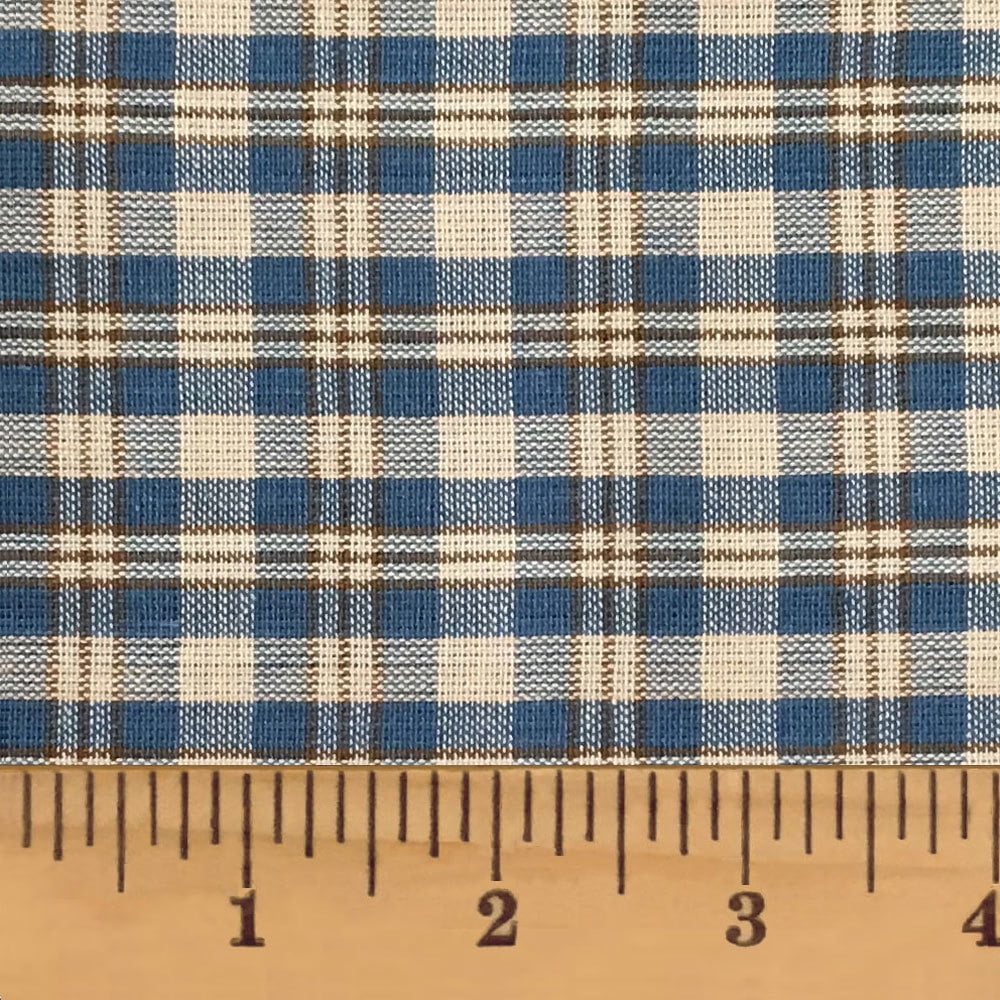 Vintage 1950's 50s 100% cotton weave fabric DEADSTOCK teal blue & white gingham 