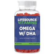 LifeSource Omega Gummies for Heart, Brain, and Skin Health - Plant-Based, DHA - 60 Veg Gummies