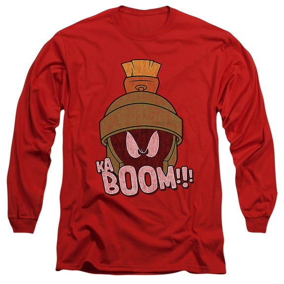 Looney Tunes Kaboom Long Sleeve Adult 18/1 T-Shirt Red