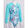 thumbnail image 6 of JanJean Kids Girls One Piece Swimsuits Prints Long Sleeve Bathing Suit Rash Guard Beach Swimwear Mint Green 14, 6 of 7