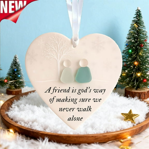 KOYPTL Heart-Shaped Sea Pendant for Christmas Tree Fireplace Hanging Ornaments,Handcrafted Eternal Friendship & Love Keepsake Gift for Women Men Friends Christmas Stocking Stuffers Packaging Birthday