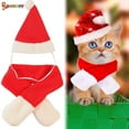 thumbnail image 3 of Spencer 2Pcs Pet Dog Cat Santa Hat & Red Scarf Set Christmas Outfit Pet Costume Apparels for Puppys Small Cats, 3 of 8