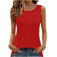 thumbnail image 2 of Miluxas Pleated Tank Tops for Women Crew Neck Sleeveless Dressy Casual Work Tank Top Summer Red XXL(XXL), 2 of 7