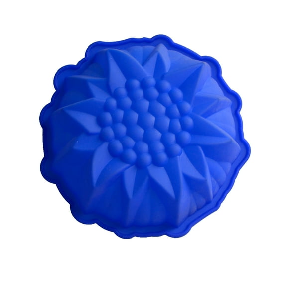 MUSEYA Blue Silicone Sunflower Cake Mold Flexible Nonstick Baking Pan for Oven and Microwave