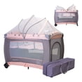thumbnail image 1 of Cuna Corral Bebé AEIOU BC003 Cambiador Vibrador Mosquitero Rosa con Gris, 1 of 5
