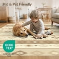 thumbnail image 4 of ODIKA 8'x10' Washable Area Rug Cream Neutral Southwestern Stripe Farmhouse Motifs Beige Boho Flowing Dynamic for Dining Room, Large Office, Lounge, Non-Slip Chair-Friendly Mat, 4 of 7