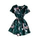 thumbnail image 1 of Mono corto para mujer, estampado floral, cuello en V, cintura alta, mameluco informal, pantalones con cordones kenally AP001215-02B, 1 of 7