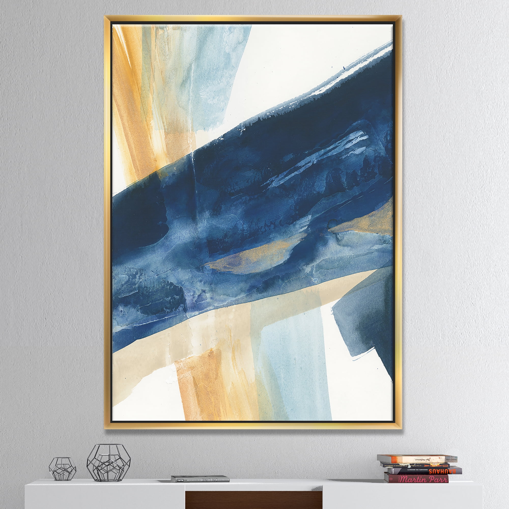Designart ' Indigo Panel I ' Glam Modern Framed Canvas
