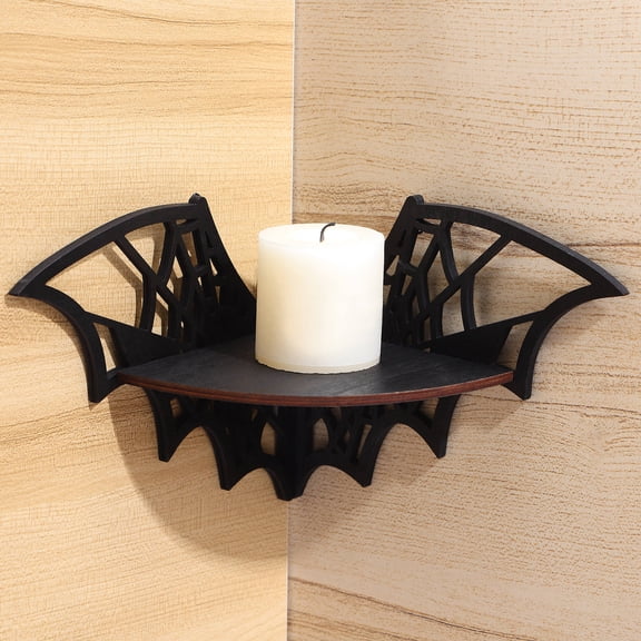 Hemobllo Black Wooden Spider Web Shelf Wall-Mounted Organizer for Kitchen Decor