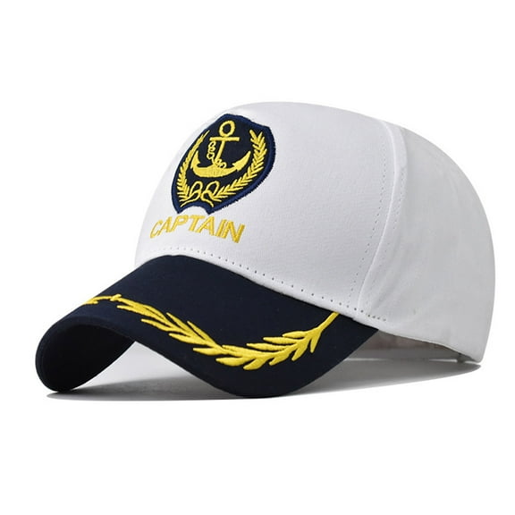 lanema Unisex Yacht Boating Ship Sailor Captain Hat Costume Hat Navy Style Marine Embroidered Baseball Hat