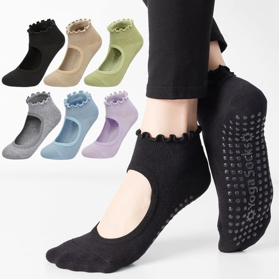 Non Slip Grip Yoga Socks for Women with Cushion for Pilates, Barre, Home d