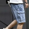 thumbnail image 6 of Lisingtool Jeans for Men Summer Solid Color Denim Shorts Korean Version of the Trend Men's Medium Pants Five Point Pants Suit Shorts Cargo Pants Mens Shorts Blue, 6 of 9
