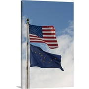 Great BIG Canvas | Alaska, Kodiak, US and Alaska Flags Canvas Wall Art - 16x24