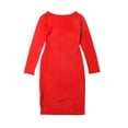 thumbnail image 4 of Fiomva Women Autumn Vintage Solid Color Long-Sleeved Square Collar Pencil Dress, 4 of 5