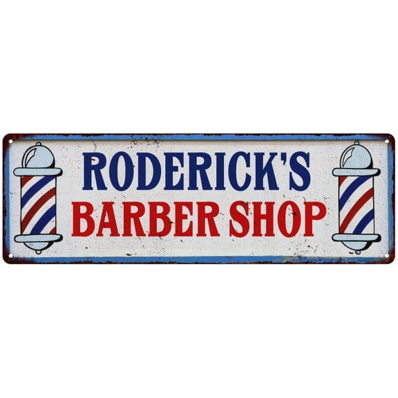 RODERICK'S Barber Shop Hair Salon Vintage Look Metal Sign Retro 106180031405