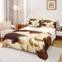 Homewish Vintage Cattle Hide Twin Sheet Sets,Rustic Farmhouse Cabin Twin Fitted Sheet,Country Farm Animal Flat Sheet For Kids,Luxury Bedroom Decor,3pcs