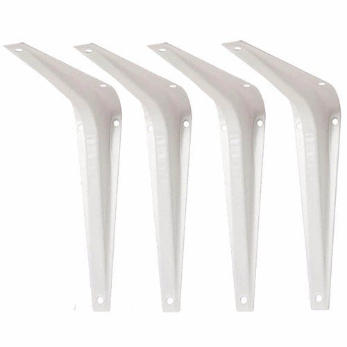 Wideskall® Metal 5" x 6" inch Wall Corner Angle Shelving Shelf Brackets, White, Pack of 4