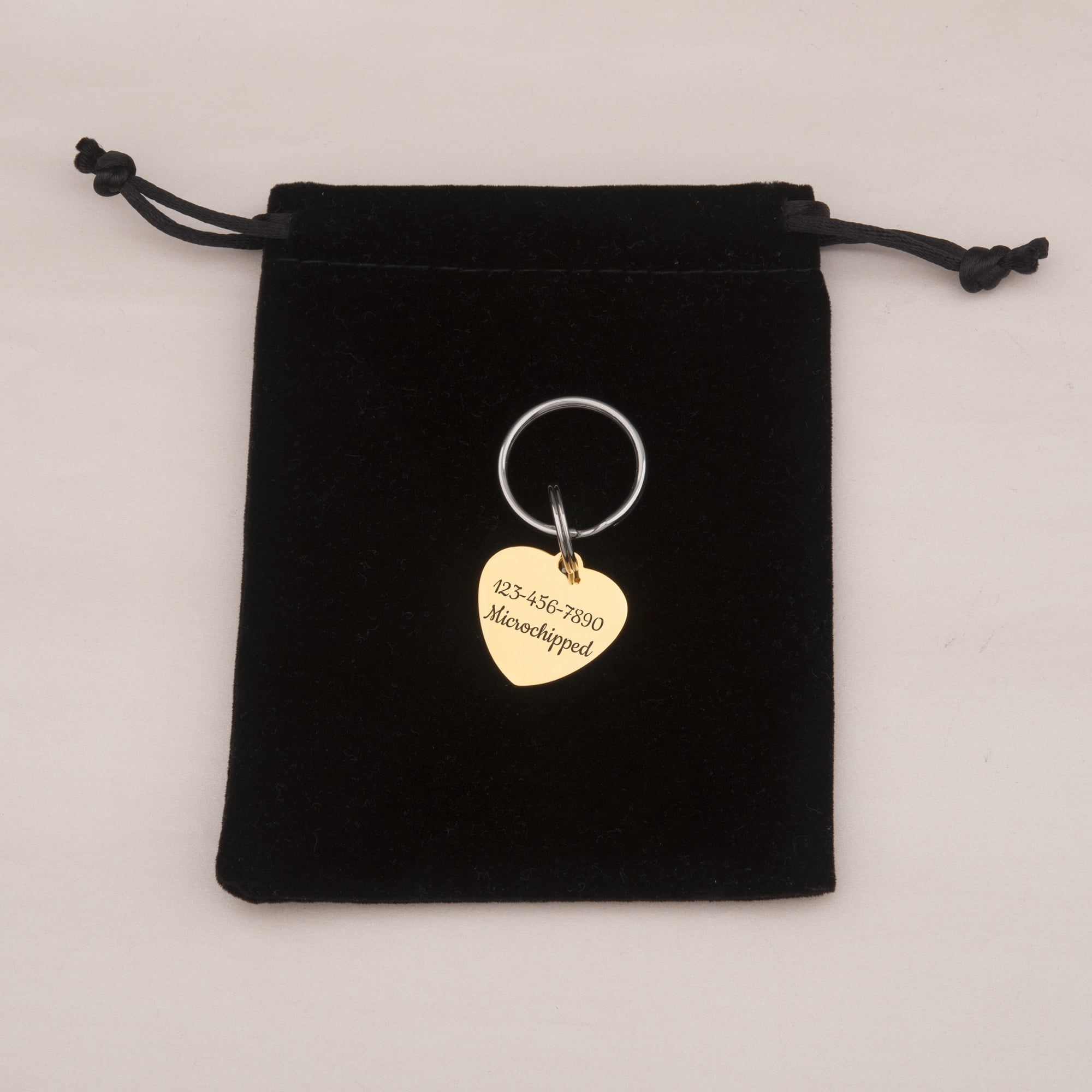 Anavia Stainless Steel Metal Heart Name - Boarder Birthday Holiday Christmas Engraved Dog Cat ID Tag, Gold