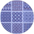 thumbnail image 1 of Ahgly Company Machine Washable Indoor Round Transitional Jeans Blue Area Rugs, 5' Round, 1 of 7