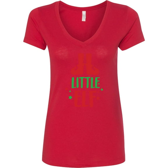 Inktastic Little Elf, Elf Shoes, Stars, Christmas, Xmas Women's V-Neck T-Shirt