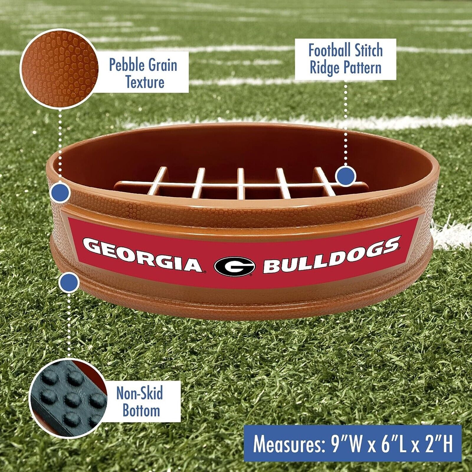 Pets First NCAA Georgia Bulldogs Super-Bowl Slow Feeder Bowl for Dogs and Cats with Non-Slip Mat