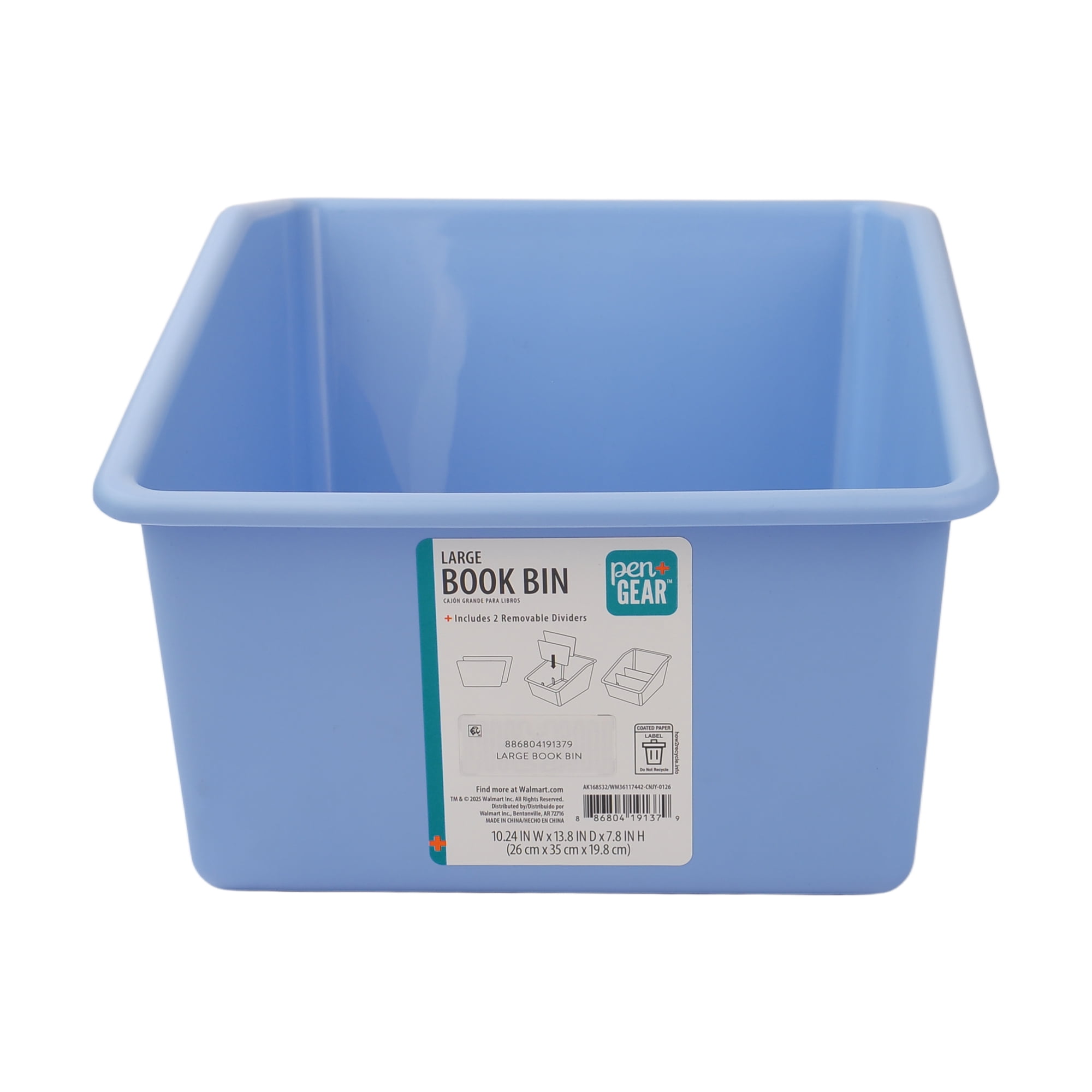 Pen+Gear Blue Plastic Book Bin Desk Organizer and Book Storage