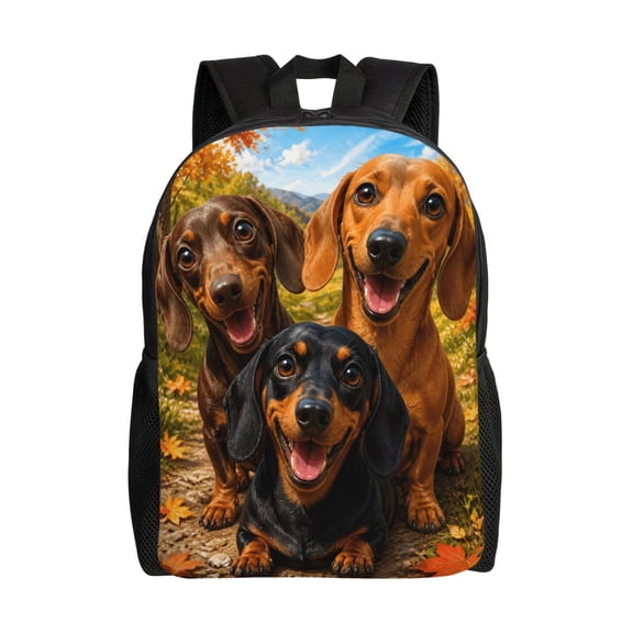 Dachshund Dog Backpack Full Front Print Travel Laptop Bag for Men and Women