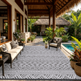 thumbnail image 2 of LUOVEN 8x10 Outdoor Rug Waterproof Reversible Plastic Straw Carpet for Patio, Deck, RV, Camping, Porch, Backyard, Boho Grey, 2 of 8