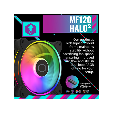 Cooler Master - Hyper 212 Halo 120mm CPU Cooling Fan with Gen 2 RGB Lighting - Black Edition