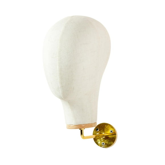 Manikin Head Hat Wig Exhibtion Stand Wall Mount Hat Hats Pieves Servody Canvas 15 cm de oro