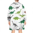 thumbnail image 2 of Wearable Oversized Blanket,White Dinosaurs Silhouette Pattern Wearable Blanket Hoodie for Adults,Cozy Hooded Blankets with Super Pockets,Super Warm Fuzzy Pullover for Women & Men, 2 of 6