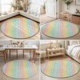 thumbnail image 4 of Round Area Rugs 3.3Ft, Colorful Striped Non-Slip Washable Circle Rugs Carpet, Farmhouse Vertical Striped Burlap Rustic Indoor Outdoor Rug Floor Mats Throw Runner for Bedroom Living Room Bathroom, 4 of 8