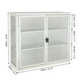 thumbnail image 5 of Retro Style Haze Double Glass Door Wall Cabinet With Detachable Shelves for Office, Dining Room,Living Room, Kitchen and Bathroom White Color, 5 of 9