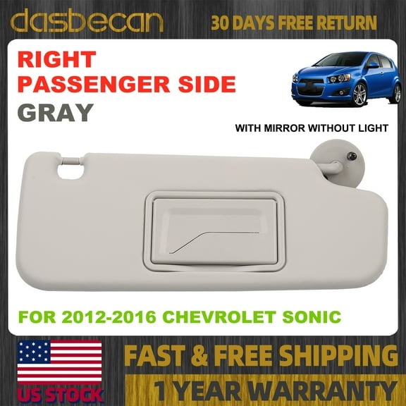 Dasbecan Gray Right Passenger Side Sun Visor For Chevrolet Sonic 2012-2016 1.4L 1.6L 1.8L #95327507 CB175526S88