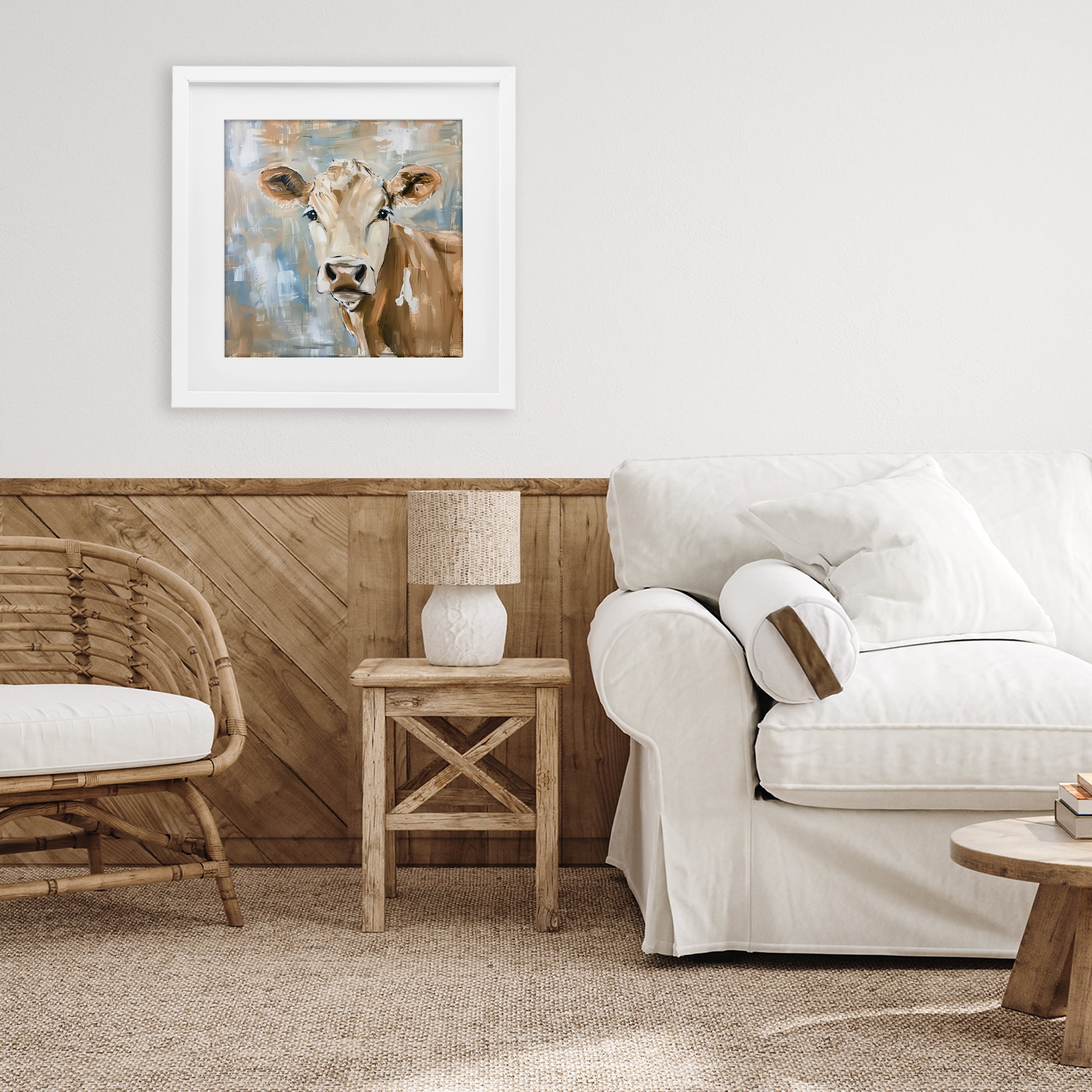 Stupell Industries The Brown Cow Abstract White Framed Print Under Glass, design by Tina LeCour