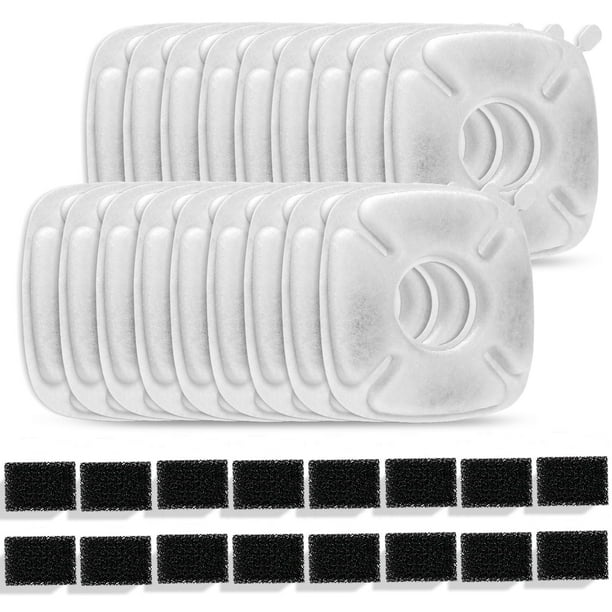 Bravelk Filtro de fuente de agua para gatos, paquete de 16 filtros de repuesto y paquete de 16 esponjas de prefiltro de repuesto para fuente automática para mascotas de 95 oz/2,8 l, fuente de agua par