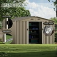 thumbnail image 3 of ASJMR 10x8 Ft Metal Storage Shed with 1 side window and 2 Lockable Doors,All Weather Outdoor Gardening Tool Storage Room,Brown, 3 of 6