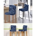 thumbnail image 5 of Navy Blue Marble Bar Stool Covers Set of 4, Modern Golden Geometric Art Stretch Washable Bar Chair Covers with Backs, Removable Pub Counter Height Chair Cover for Kitchen Dining Room Cafe, 5 of 7