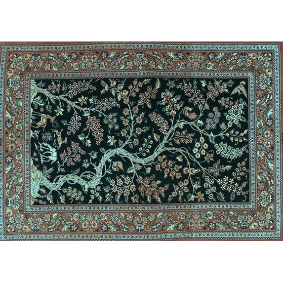 Ahgly Company Indoor Rectangle Persian Light Blue Traditional Area Rugs, 5' x 8'