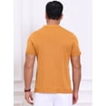 thumbnail image 3 of DARING DIVA Men's Striped Short Sleeves Button Down Jacquard Polo Shirts 2XL Dark Yellow, 3 of 7